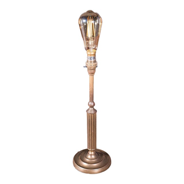 Vintage Table Lamp Base, English, Nickel Brass, Decorative Accent Light, c.1980 For Sale