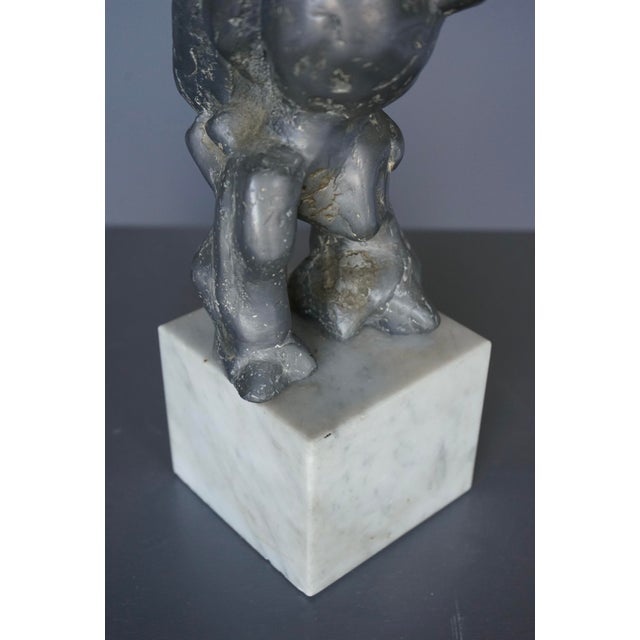 Large Abstract Sculpture, 1960s, Lead on a Marble Base For Sale - Image 6 of 11