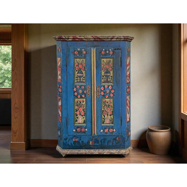 Antique Blue Painted Cupboard, 1850 For Sale - Image 6 of 18
