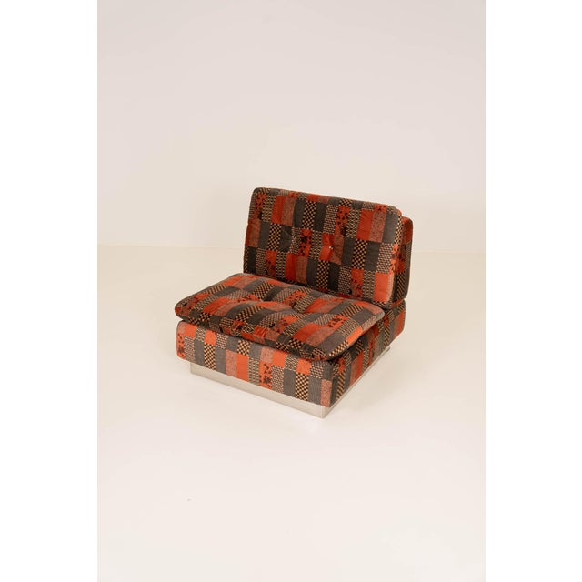 Modular Velvet Sofa Set with Coffee Table by Giovanni Offredi for Saporiti, 1970s, Set of 4 For Sale - Image 11 of 15