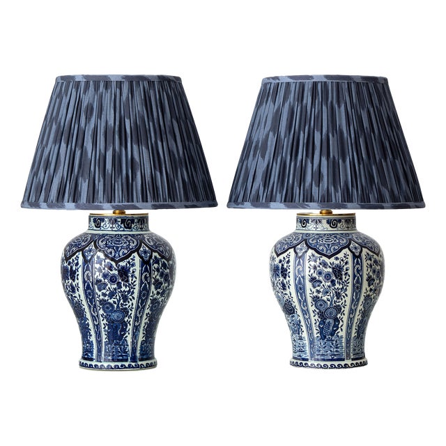 Delft Blue Ceramic Table Lamps from Boch Frères, 1960s, Set of 2 For Sale