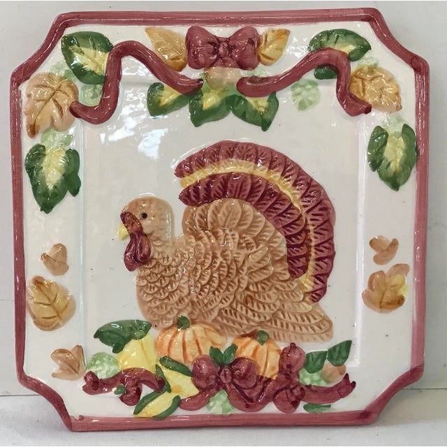 Late 20th Century Vintage Ceramic Thanksgiving Turkey Trivet For Sale - Image 5 of 5