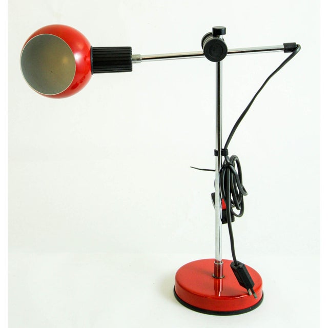 Vintage Red Table Lamp by Veneta Lumi, Italy 1970s. Beautiful post modern Italian red lacquered metal Veneta Lumi desk...