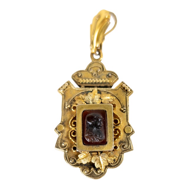 19th Century Victorian Gold Filled Etruscan Revival Locket Pendant by Blackinton For Sale
