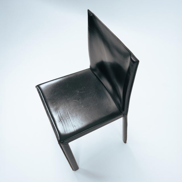 Vintage Black Leather Pasqualina Dining Chairs by Enrico Pellizzoni, Italy, 1981, Set of 6 For Sale - Image 16 of 18