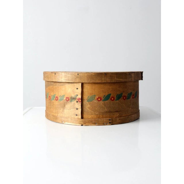 Brown Vintage Stenciled Wooden Cheese Box For Sale - Image 8 of 11