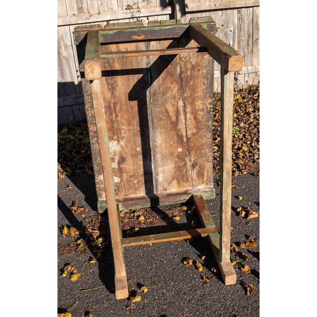 18th or 19th Century Rustic Primitive Farmhouse Table in Old Green Paint For Sale - Image 18 of 18