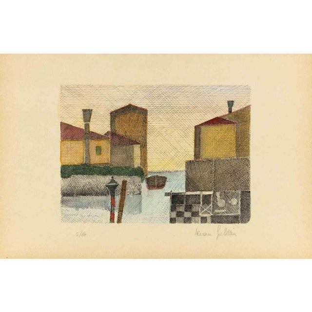 Modern Alcione Gubellini, View of Venice, Etching, Mid-20th Century For Sale - Image 3 of 3