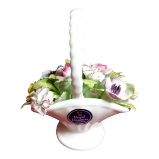 1970s Royal Doulton England Bone China Basket of Flowers For Sale