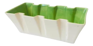 Mid Century Two Toned Pottery Tray With Green Interior