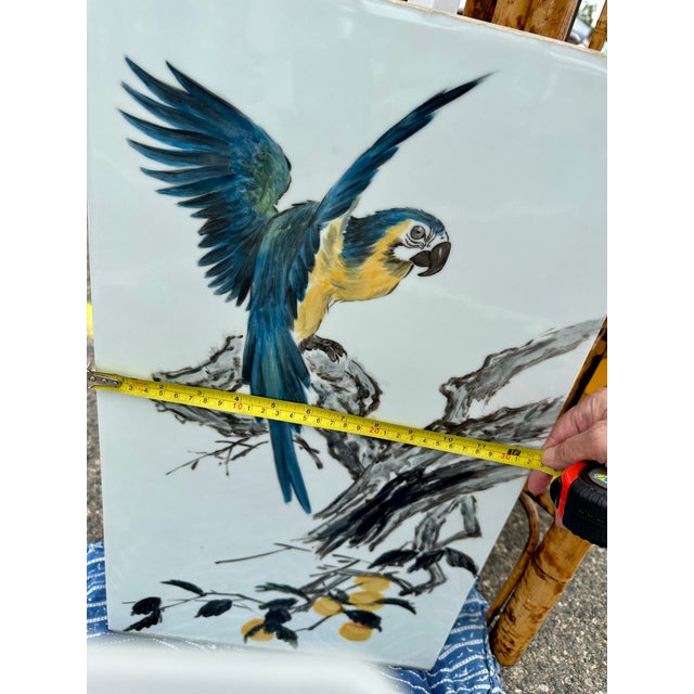 1980s Chinese Chinoiserie Parrot Porcelain Floor Vase / Umbrella Stand For Sale In Palm Springs - Image 6 of 7