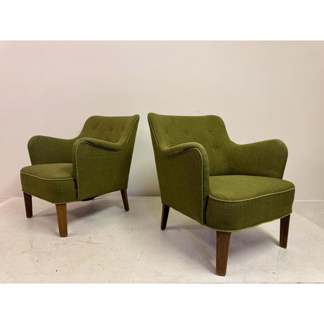 Green Model 1748 Armchairs by Peter Hvidt for Fritz Hansen, Denmark, 1950s, Set of 2 For Sale - Image 8 of 12