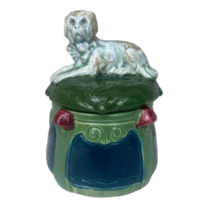 Austrian Majolica Dog Tobacco Jar, Circa 1900