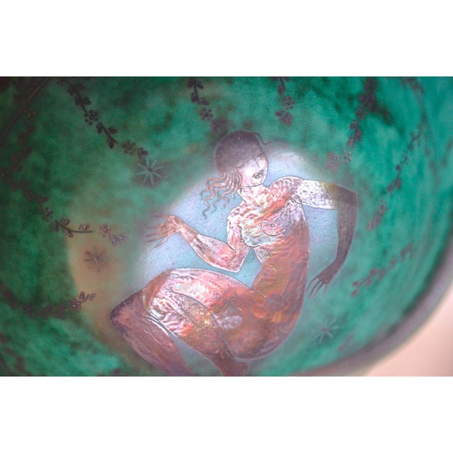 1940s Argenta Series Stoneware Bowl With Silver Overlay by Wilhelm Kåge for Gustavsberg, Sweden For Sale - Image 5 of 10