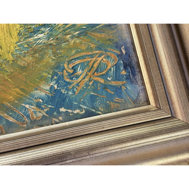 Wood Original Signed and Framed Impasto Style Floral Acrylic Painting on Canvas For Sale - Image 7 of 17