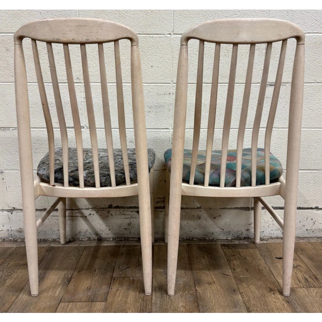 Wood Vintage Danish Mid Century Modern MCM Benny Linden Style Tailback Dining Chairs For Sale - Image 7 of 10