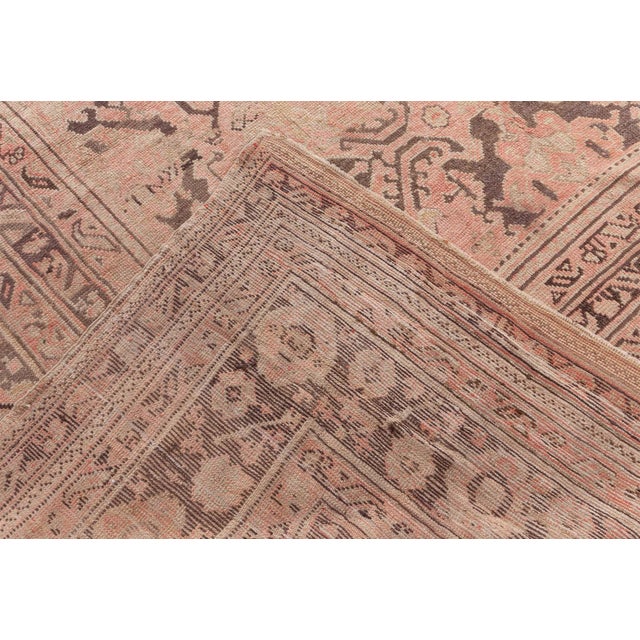 1900 - 1909 Antique Turkish Oushak Rug in Faded Rose and Mocha Tones For Sale - Image 5 of 8