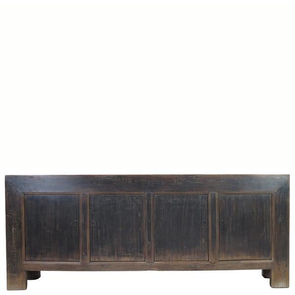 This vintage sideboard is made from reclaimed solid wood featuring weathered, dark charcoal brown finish with rustic...