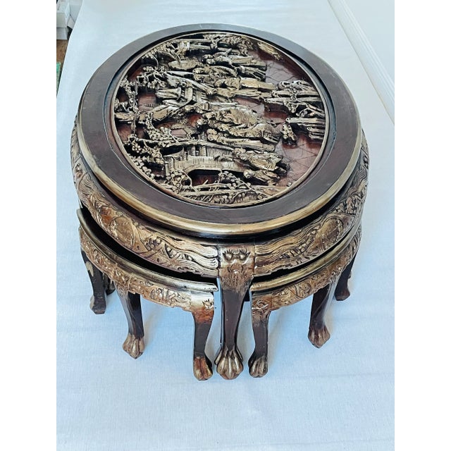 One of a kind Chinese antique handcarved coffee/ opium table Handcarved in three dimensions center and around the...