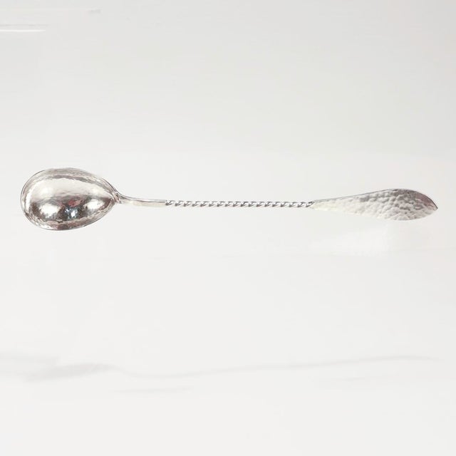 Early 20th Century Shreve Antique Hammered Sterling Silver Twist Handle Cocktail Spoon / Stirrer For Sale - Image 5 of 8