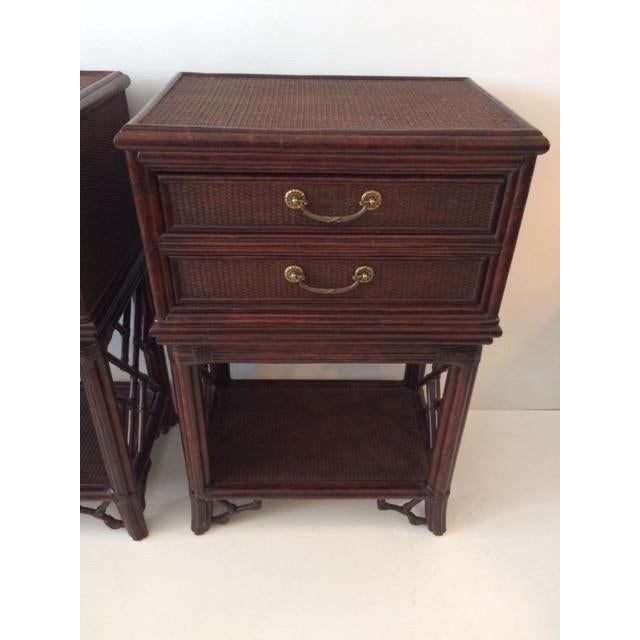 1980s Traditional Bamboo Raffia Nightstands a Pair Chairish