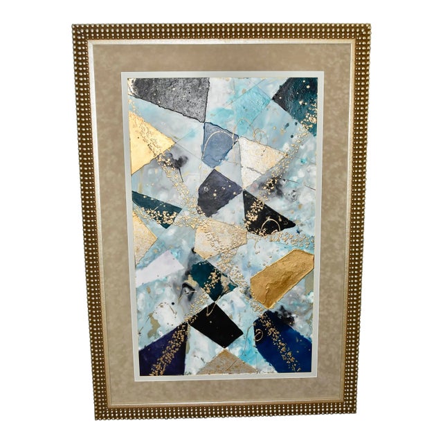 1980s Mixed Media Abstract Painting Signed by D. Lakusta, Framed For Sale