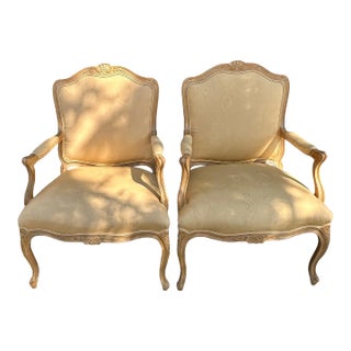 Pair of 18th Century Style Louis XV Style Arm Chairs or Bergeres For Sale