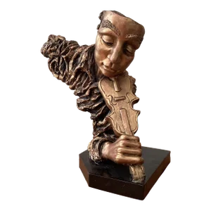 Limited Edition Copper Dipped Violinist Sculpture Bust on the Base
