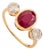 2.83 Ct Mozambique Oval Ruby & Diamond Three Stone Ring in 14k Yellow Gold Size 6 For Sale
