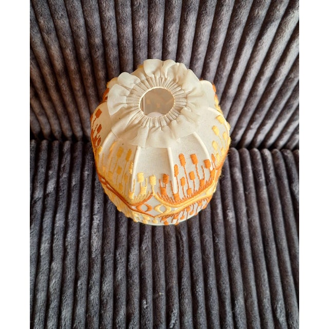 1970s Vintage German Table Lamp with Cream-White Plastic Base and Multi-Colored Fabric Shade from Aro-Leuchten, 1970s For Sale - Image 5 of 9