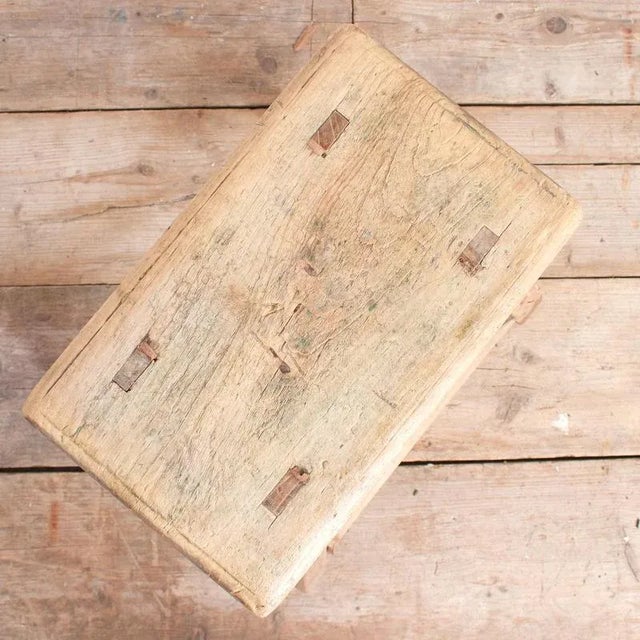 Rustic Rustic Stool in Elm For Sale - Image 3 of 7