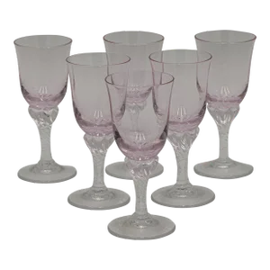 Set of 6 Sasaki Coronation Pink Crystal Cordial Glasses, 1990s