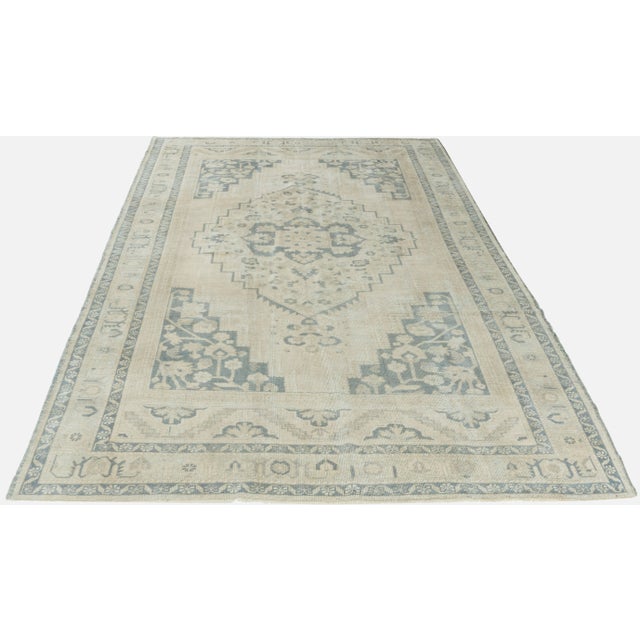 Textile Vintage Turkish Oushak Rug 6ft 2in X 9ft 8in For Sale - Image 7 of 9
