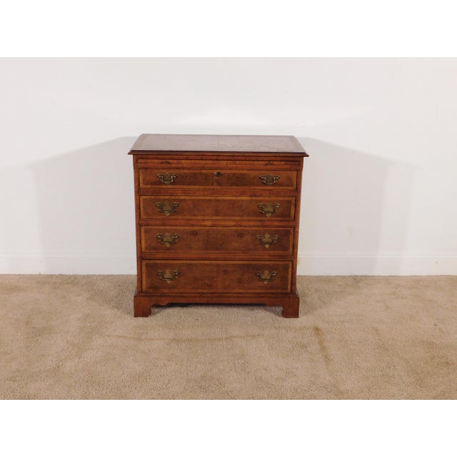 Baker Furniture Burled Walnut W Inlay 4 Drawer Chest W Pullout Drink Slide For Sale - Image 13 of 14