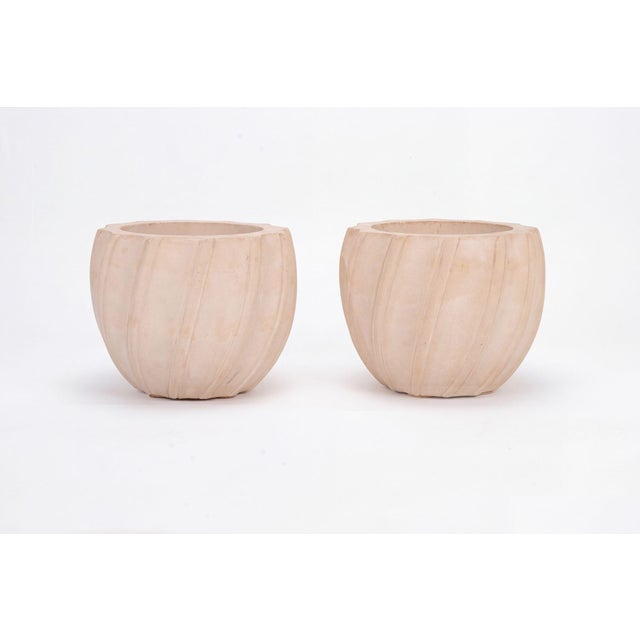 1980s Karl Springer Style Ribbed Planter, C. 1980s, Pair For Sale - Image 5 of 8
