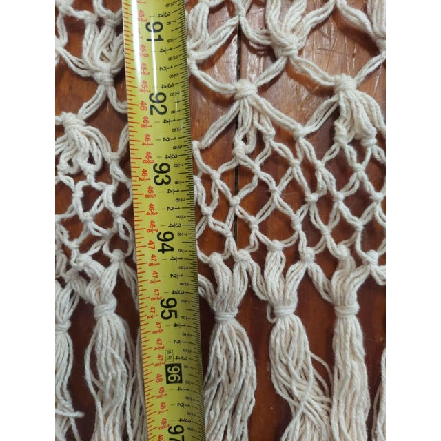 Late 20th Century Fishnet Boho Crochet Tied Knotted Tassels Throw For Sale - Image 10 of 12