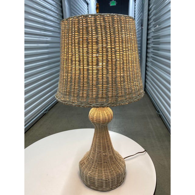 Early 20th Century WhiteWashed HeywoodWakefield Mushroom Wicker Table