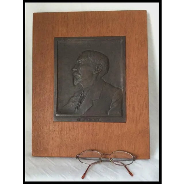 Early 20th Century Antique Bronze Sculpture Plaque of Thorstein Bunde Veblen Economist Sociologist For Sale - Image 5 of 6