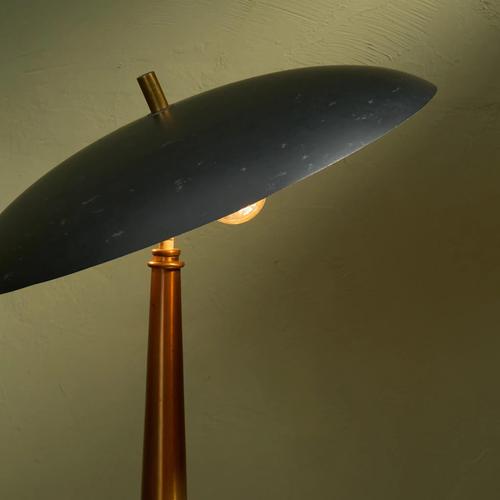 Metal Italian Black and Brass Table Lamp with Adjustable Shade For Sale - Image 7 of 9