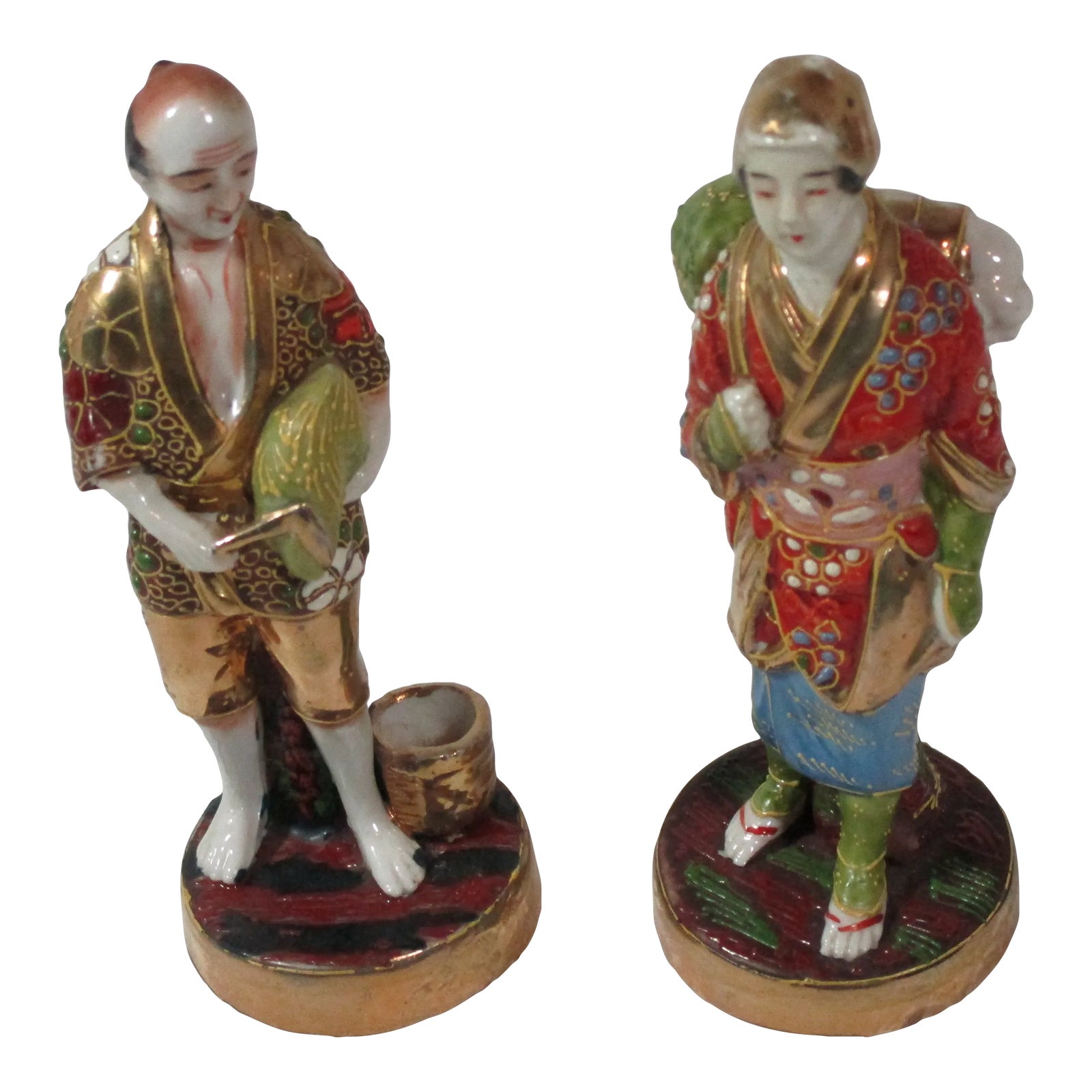 1940s Satsuma Japanese Figurines a Pair Chairish