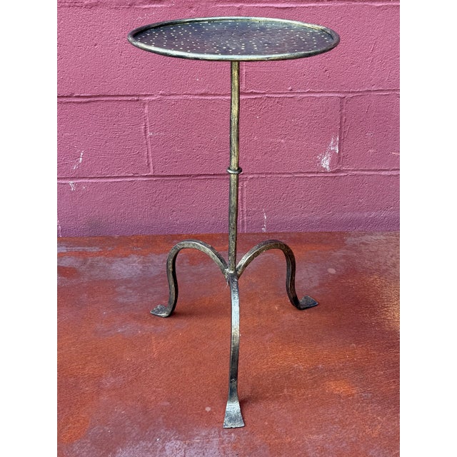 2020s Spanish Hand-Forged Iron Drinks Table With Dark Gold Patina For Sale - Image 5 of 14