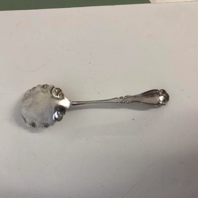 Shabby Chic Vintage Silver Plate Large Serving Spoon For Sale - Image 3 of 5