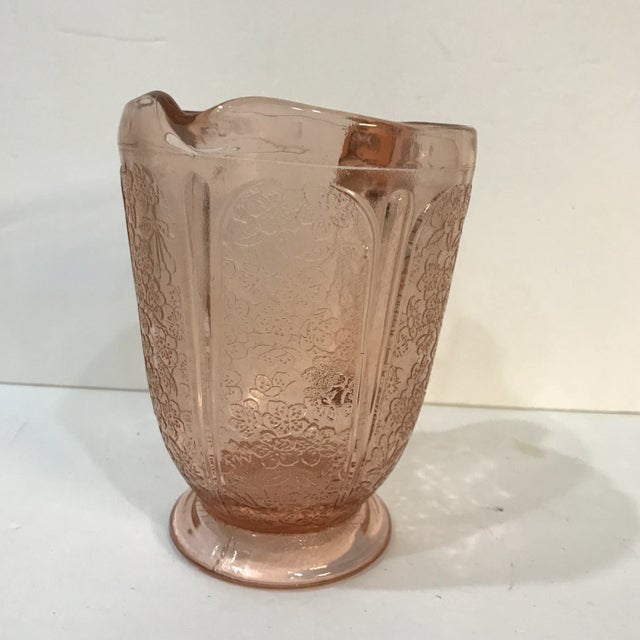 Jeannette Glass Cherry Blossom all over pattern round foot water pitcher - believed to be from the 1930’s is in wonderful...