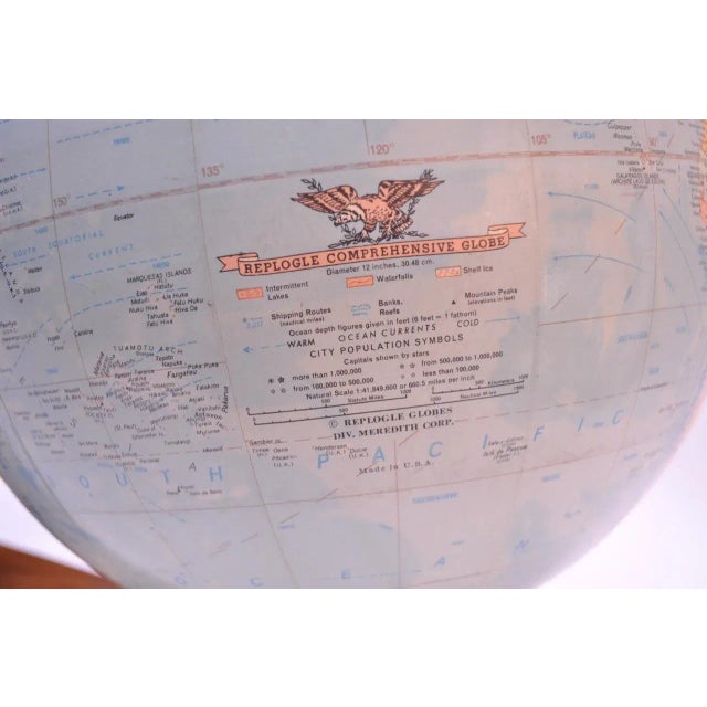 1960s Replogle 'Comprehensive' Illuminated Globe on Walnut Base For Sale - Image 12 of 13