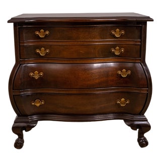 1980s Boston Style Kettle Base Small Mahogany Accent Chest For Sale