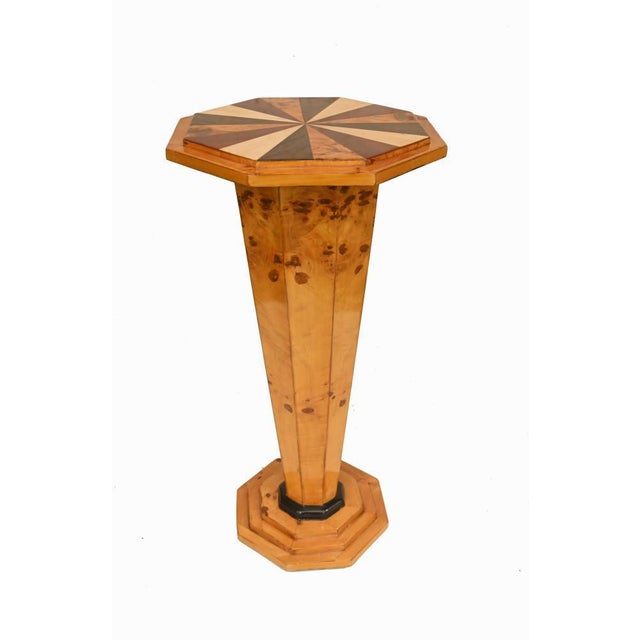Art Deco Pedestal Tables with Starburst Inlay, Set of 2 For Sale - Image 6 of 9