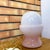 Vintage Space Age table lamp crafted entirely from glossy white and pink opaline glass, featuring a sculptural mushroom-...
