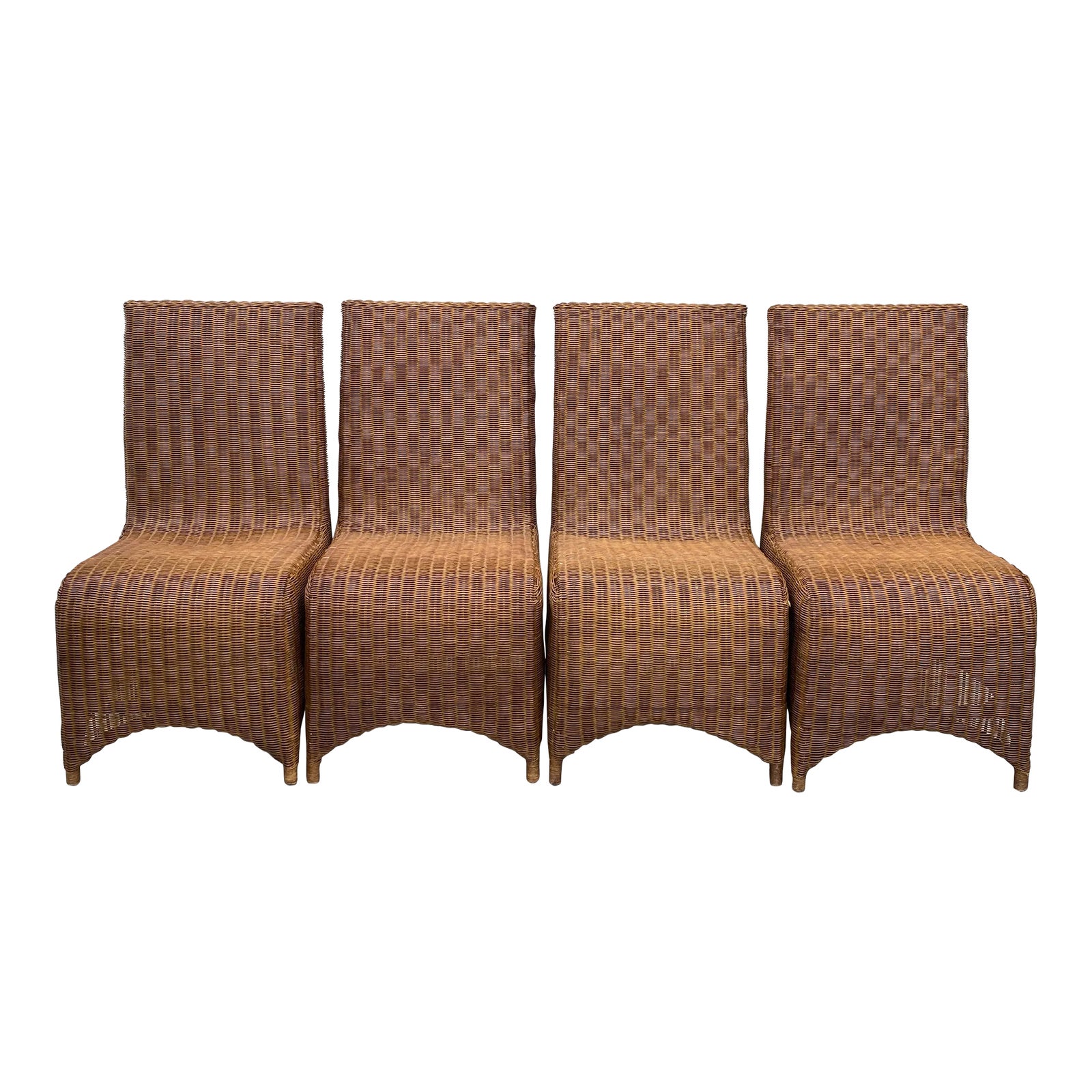 Mid-Century Draped Wicker Dining Chairs - Set of 4 | Chairish
