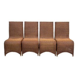 Mid-Century Draped Wicker Dining Chairs - Set of 4 For Sale