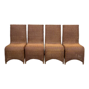 Mid-Century Draped Wicker Dining Chairs - Set of 4
